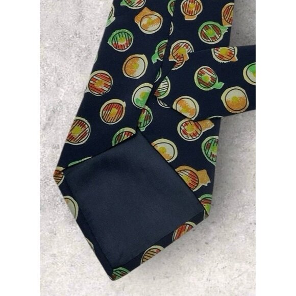 TRUSSARDI Silk Tie ITALY Navy Art W:4.1" EUC - Picture 4 of 5